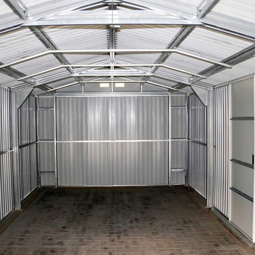 DuraMax 12x32 White Steel Garage - built with heavy duty steel truss system