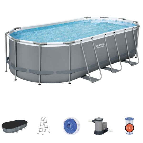 Bestway Power Steel 18' x 9' x 48" Oval Above Ground Outdoor Swimming Pool Set - Image 6