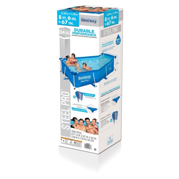 Bestway Steel Pro 8.5'x67"x24" Rectangular Above Ground Outdoor Swimming Pool - Image 6