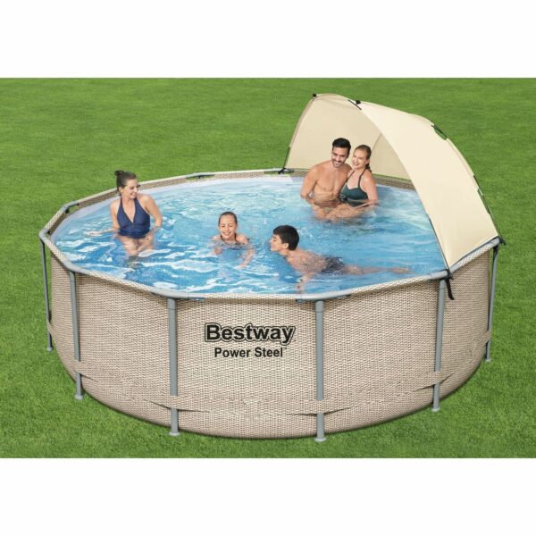Bestway Power Steel 13' x 42" Above Ground Outdoor Swimming Pool Set with Canopy - Image 12