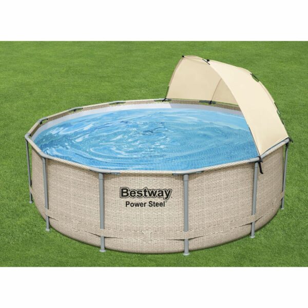 Bestway Power Steel 13' x 42" Above Ground Outdoor Swimming Pool Set with Canopy - Image 13
