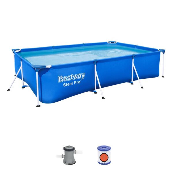 Bestway Steel Pro 9.8' x 6.6' x 26" Rectangular Above Ground Swimming Pool Set - Image 7