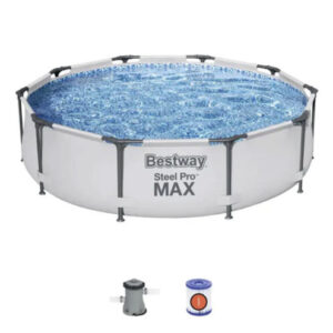 Bestway 12' x 30" Steel Pro Frame Max Round Above Ground Swimming Pool with Pump