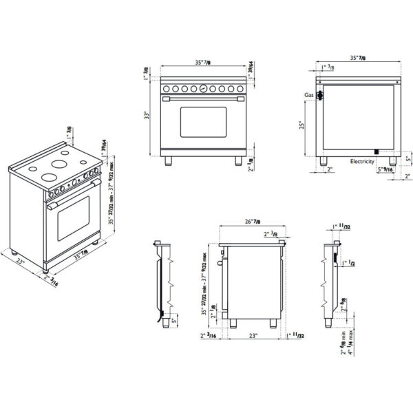 Superiore RL361GPW_S_ LA CUCINA 36" Classic Pearl White Gas Range with 5 Burners and Convection Oven - Image 3